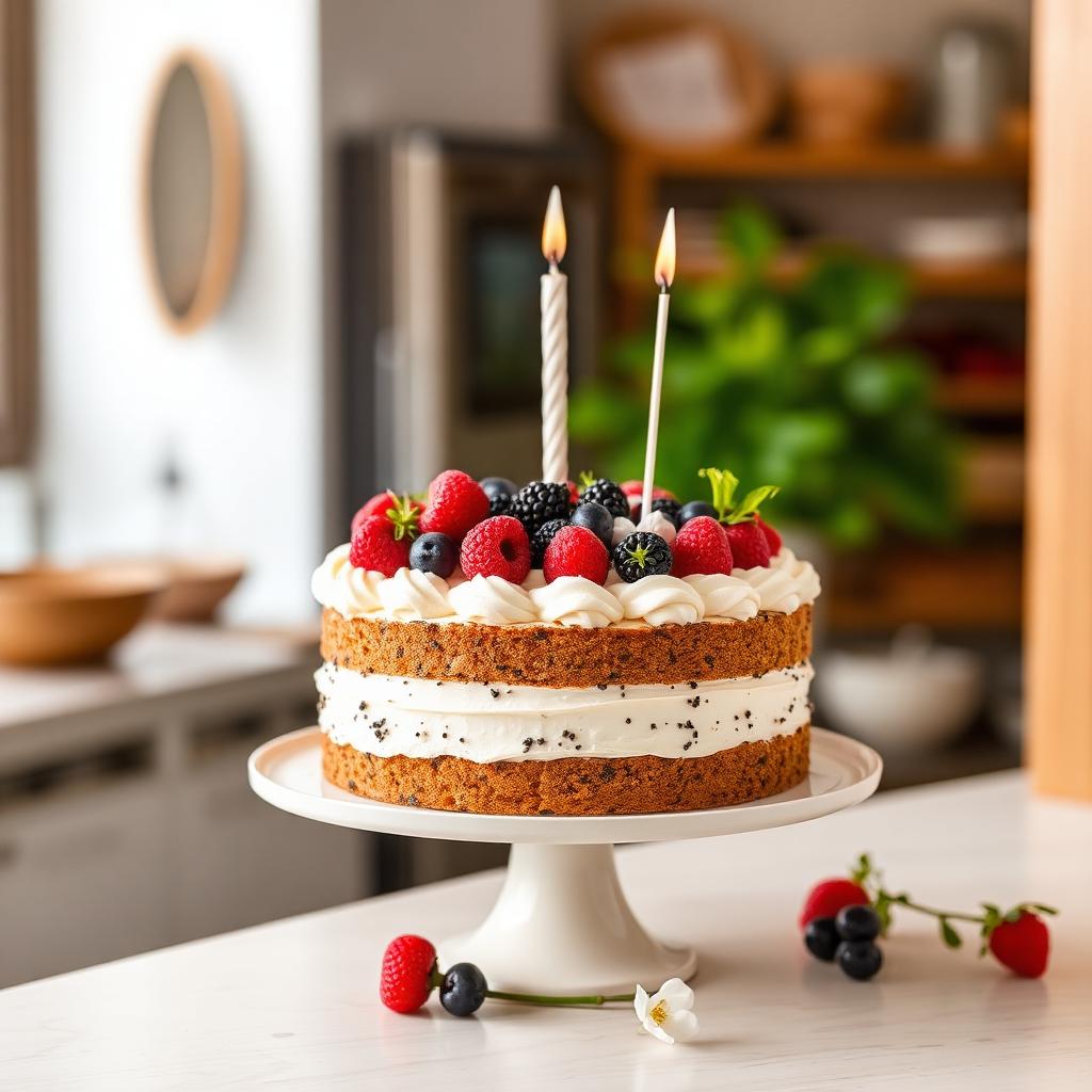 Celebration cake with berries
